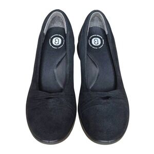 Bzees Scoop Black Wedge Slip On Shoes Womens 8.5M Machine Washable Comfort Pumps